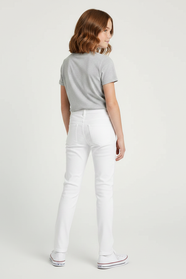 Pantalon Chino Blanc Droit Coton Élastique Enfant - vue 2