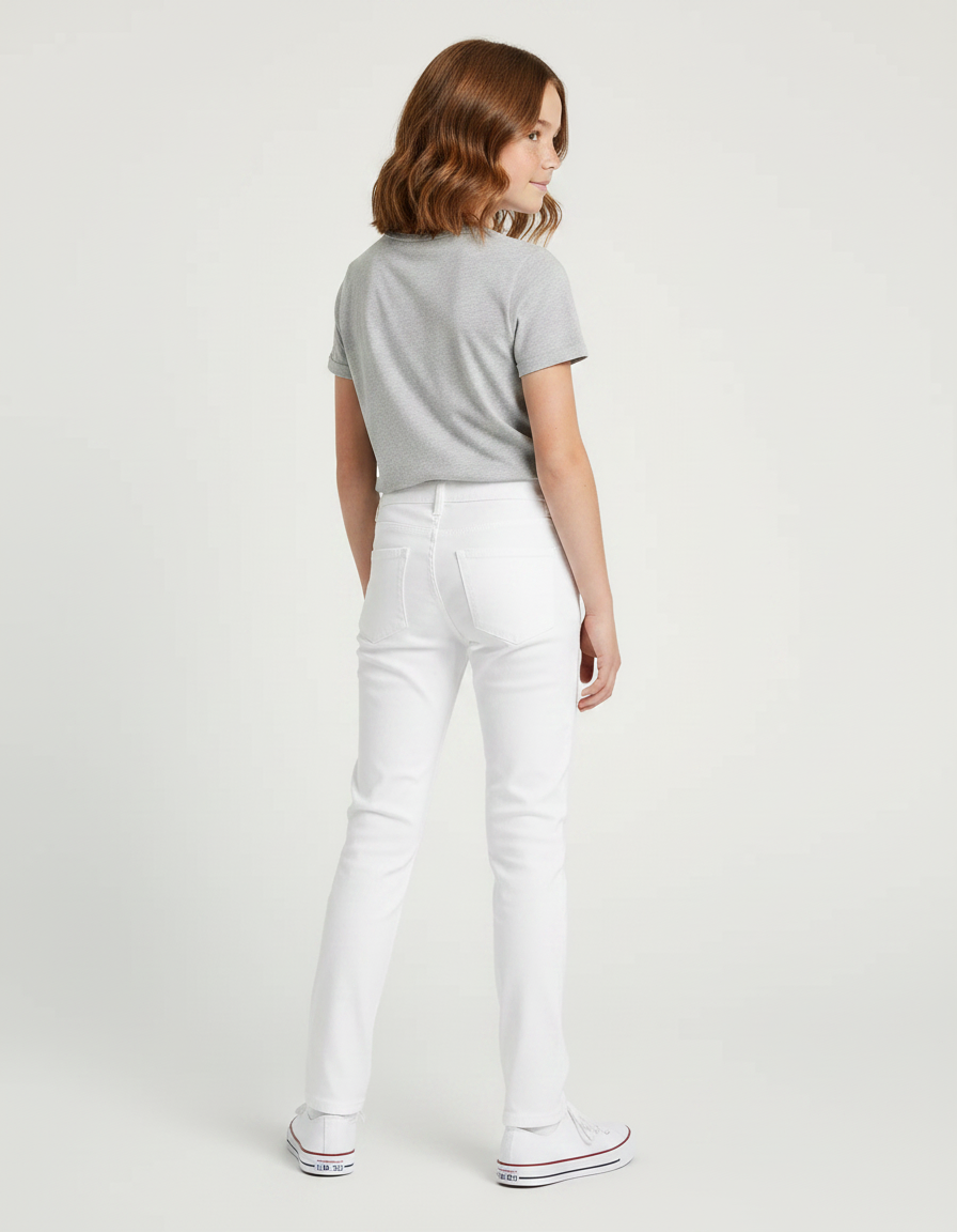 Pantalon Chino Blanc Droit Coton Élastique Enfant - vue 2