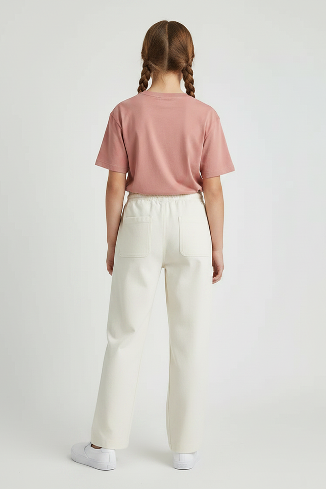 Pantalon Chino Écru Ample Coton Décontracté Enfant - Beige - vue 2