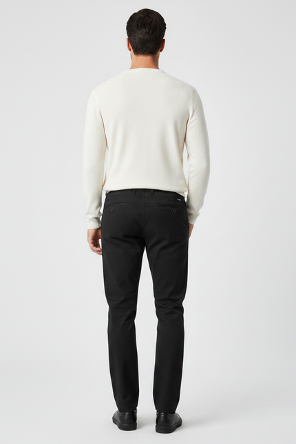 Pantalon Chino Jean - Noir Coton - vue 2
