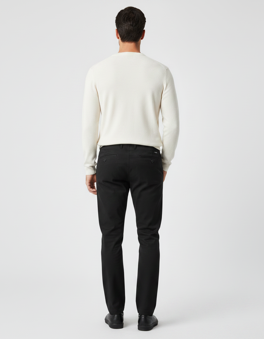Pantalon Chino Jean - Noir Coton - vue 2