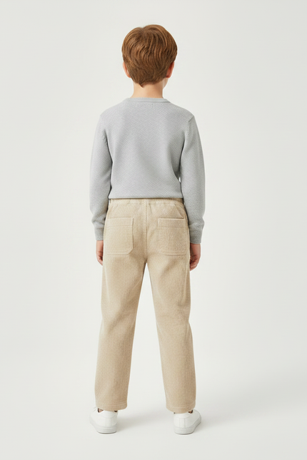 Pantalon Chino Beige Côtelé Droit Décontracté Enfant - Cordé - vue 2