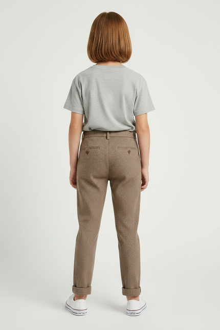 Pantalon Chino Marron Laine Plissé Enfant Décontracté - Tweed - vue 2