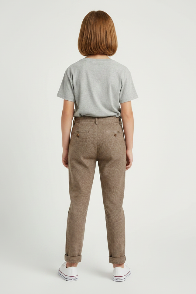 Pantalon Chino Marron Laine Plissé Enfant Décontracté - Tweed - vue 2