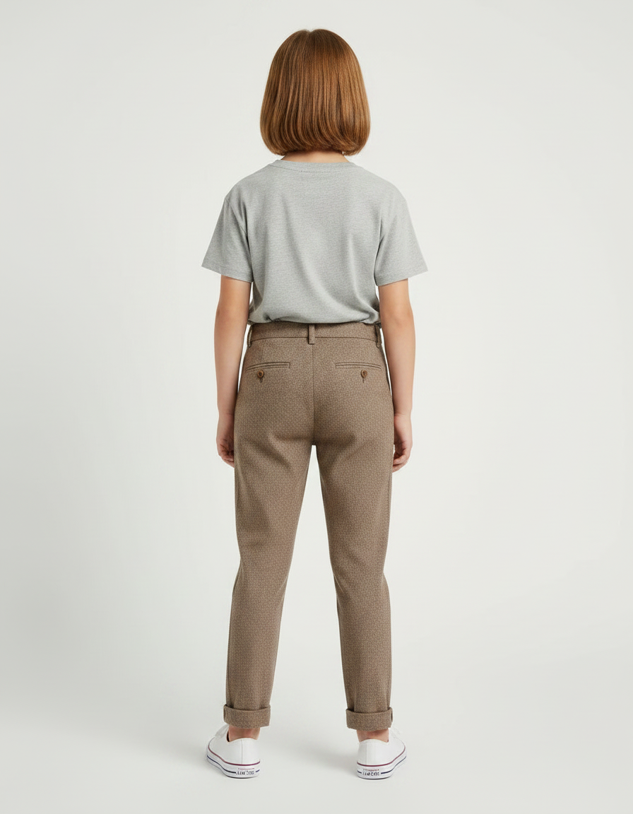 Pantalon Chino Marron Laine Plissé Enfant Décontracté - Tweed - vue 2