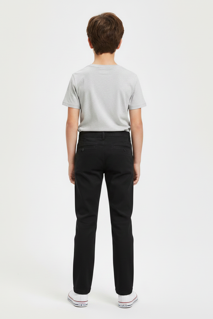 Pantalon Chino Noir Coton Stretch Slim Enfant - vue 2