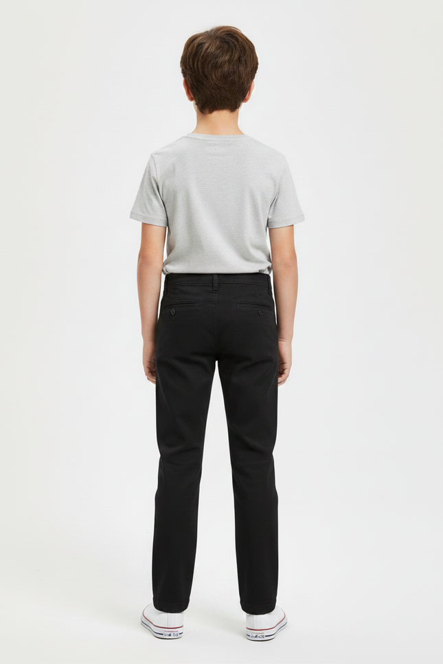Pantalon Chino Noir Coton Stretch Slim Enfant - vue 2