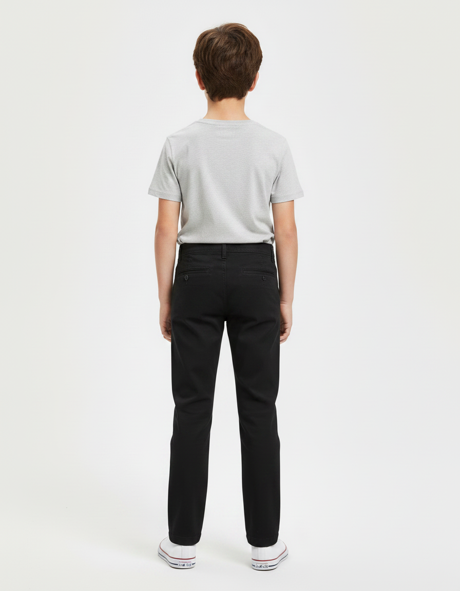 Pantalon Chino Noir Coton Stretch Slim Enfant - vue 2