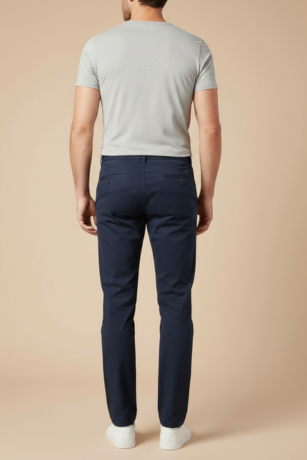 Pantalon Chino Bleu Marine Coton Stretch Coupe Slim - vue 2
