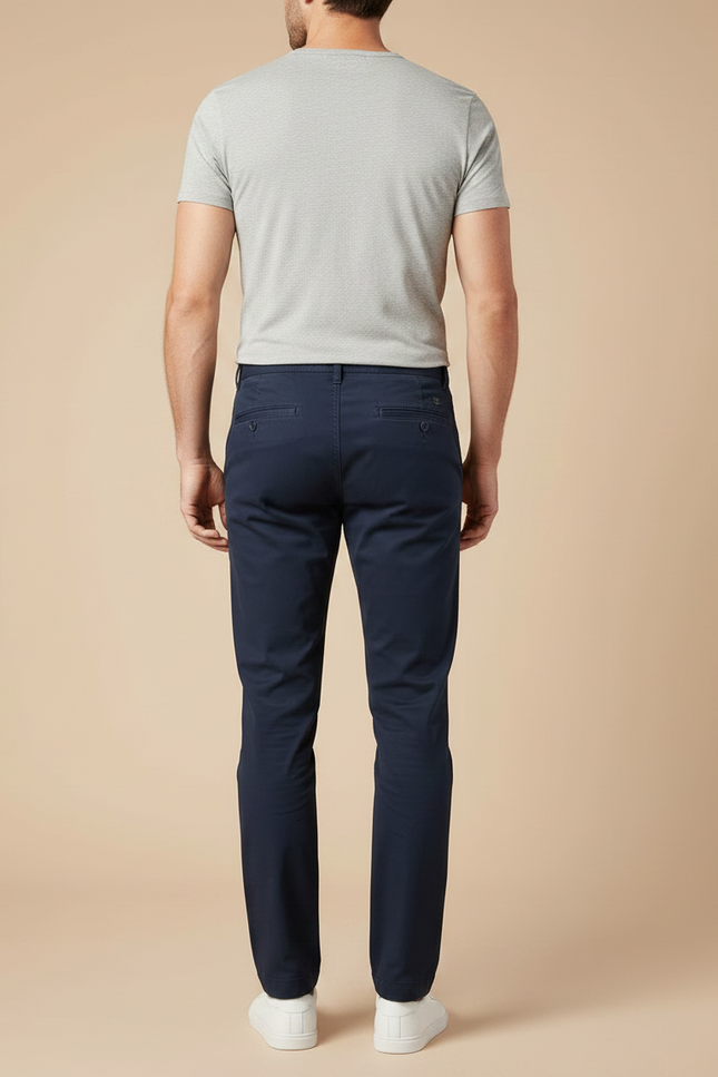 Pantalon Chino Bleu Marine Coton Stretch Coupe Slim - vue 2