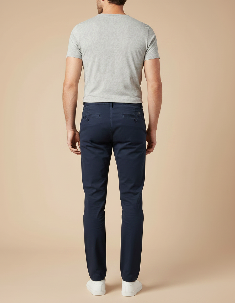 Pantalon Chino Bleu Marine Coton Stretch Coupe Slim - vue 2