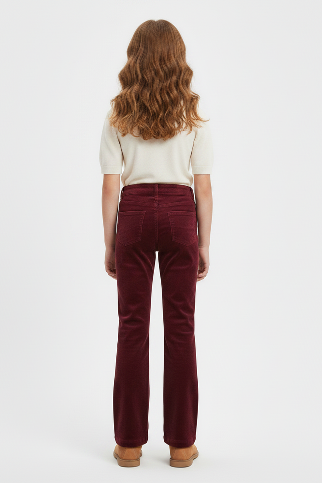 Pantalon Chino Bordeaux Côtelé Évasé Enfant Décontracté - Cordé - vue 2
