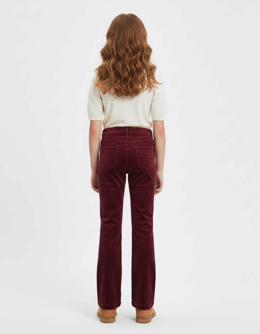 Pantalon Chino Bordeaux Côtelé Évasé Enfant Décontracté - Cordé - vue 2