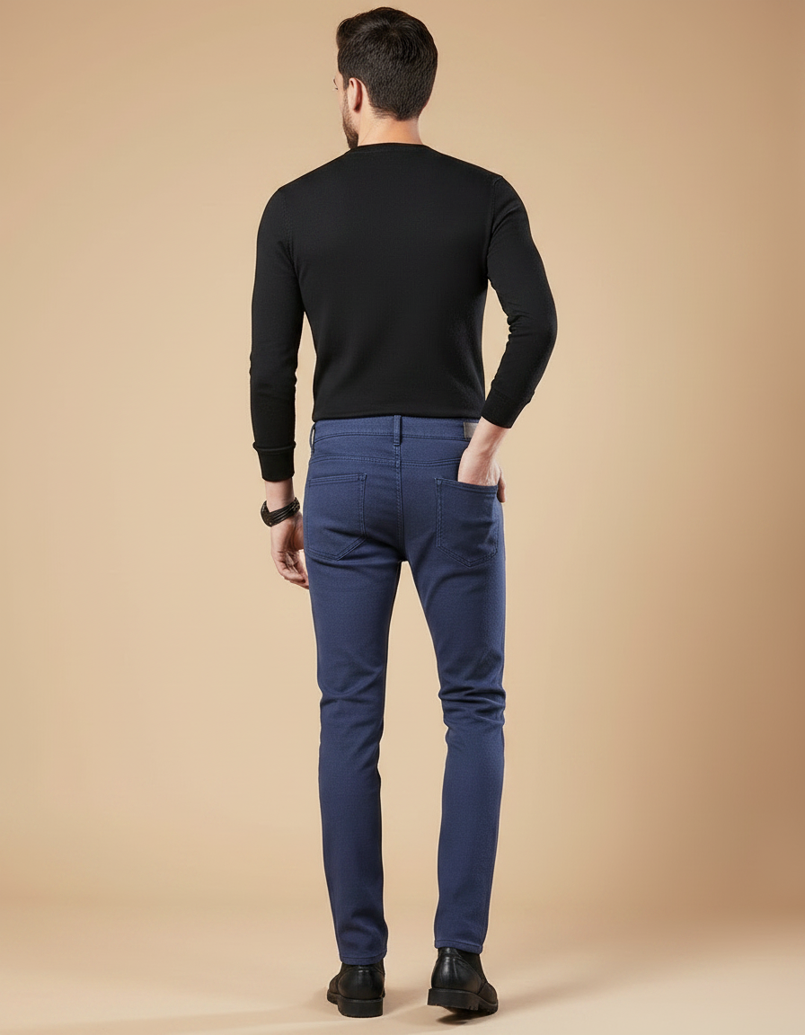 Pantalon Chino Bleu Marine Coton Stretch Slim Homme - vue 2
