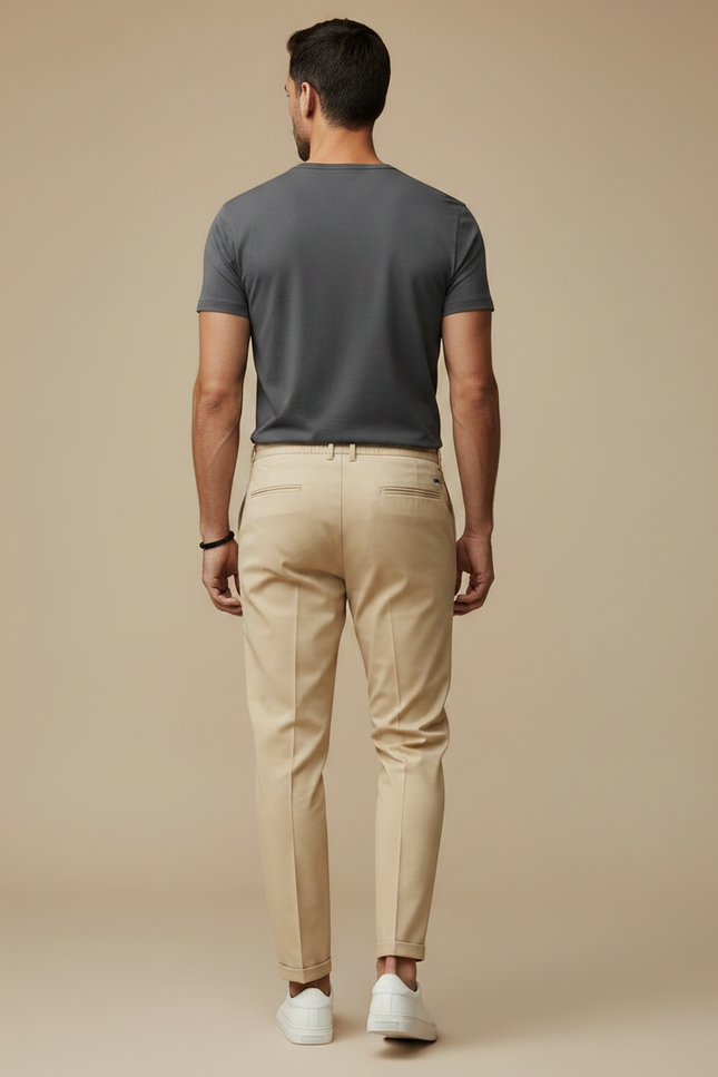 Pantalon Chino Beige Droit Décontracté Cordon - Gabardine - vue 2
