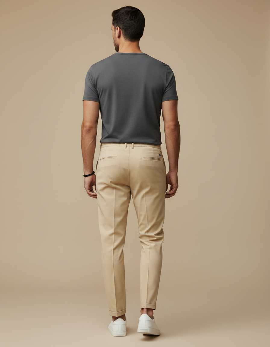 Pantalon Chino Beige Droit Décontracté Cordon - Gabardine - vue 2