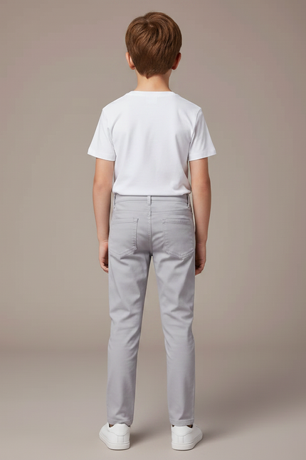 Pantalon Chino Gris Coton Slim Enfant - vue 2