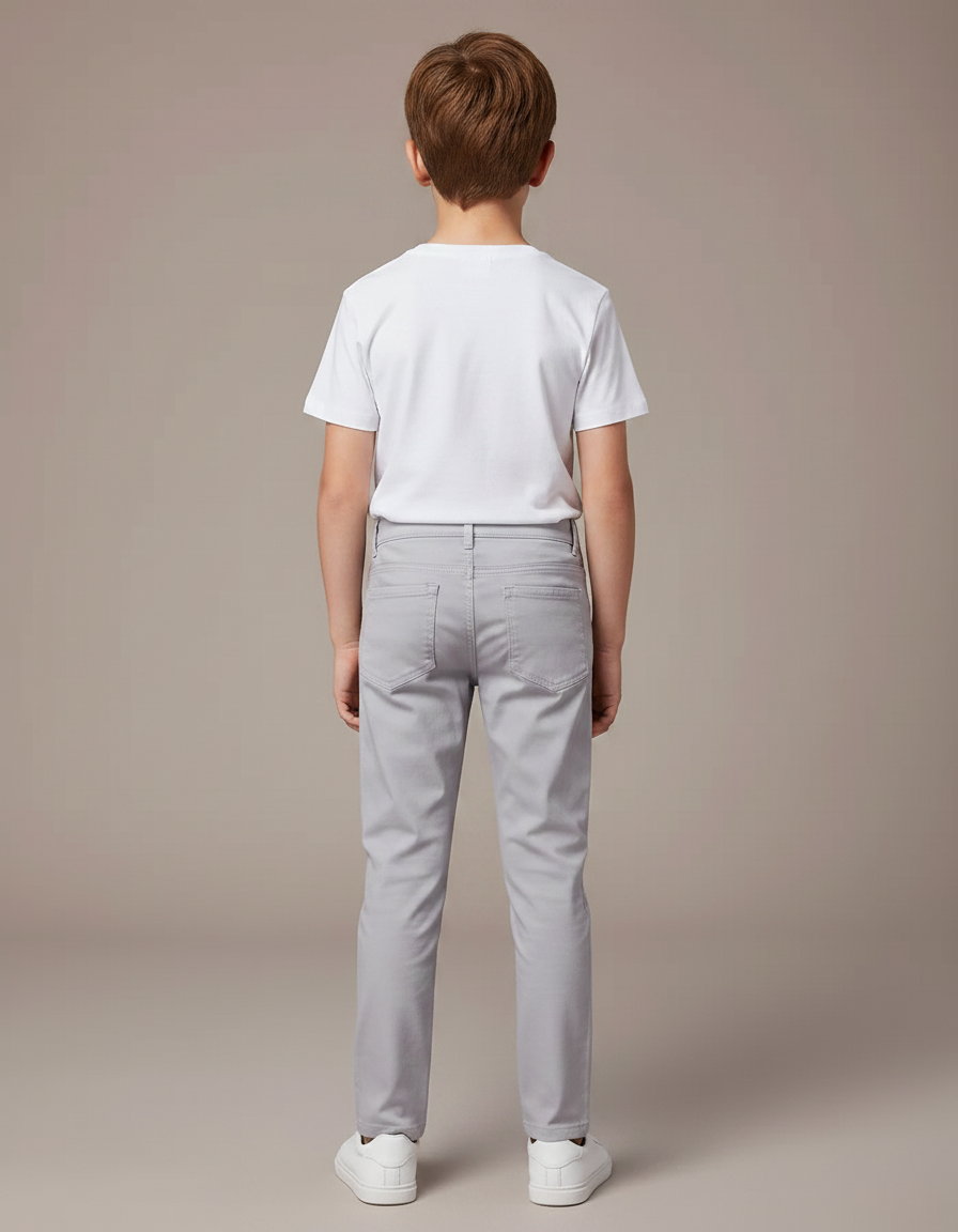 Pantalon Chino Gris Coton Slim Enfant - vue 2