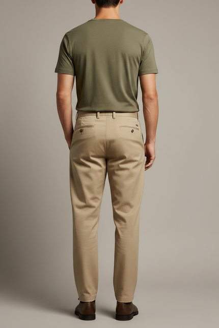 Pantalon Chino Beige Plissé Style Gurkha Homme Rétro - Gabardine - vue 2