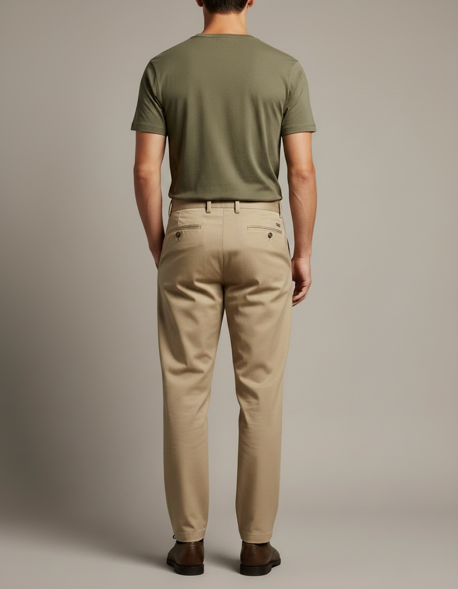 Pantalon Chino Beige Plissé Style Gurkha Homme Rétro - Gabardine - vue 2