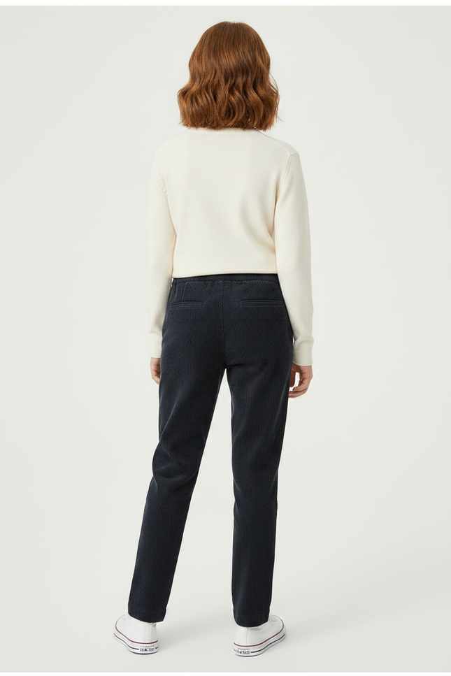 Pantalon Chino Marine Côtelé Droit Décontracté Enfant - Cordé - vue 2