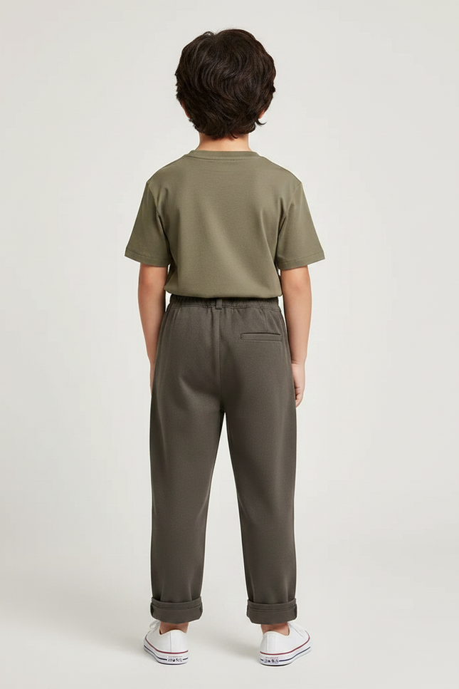 Pantalon Chino Kaki Ample Plissé Coton Enfant - Molleton - vue 2
