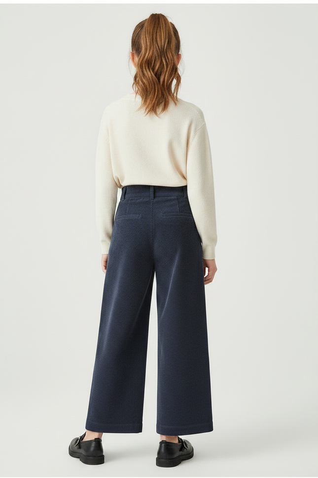 Pantalon Chino Bleu Marine Côtelé Ample Enfant - Cordé - vue 2
