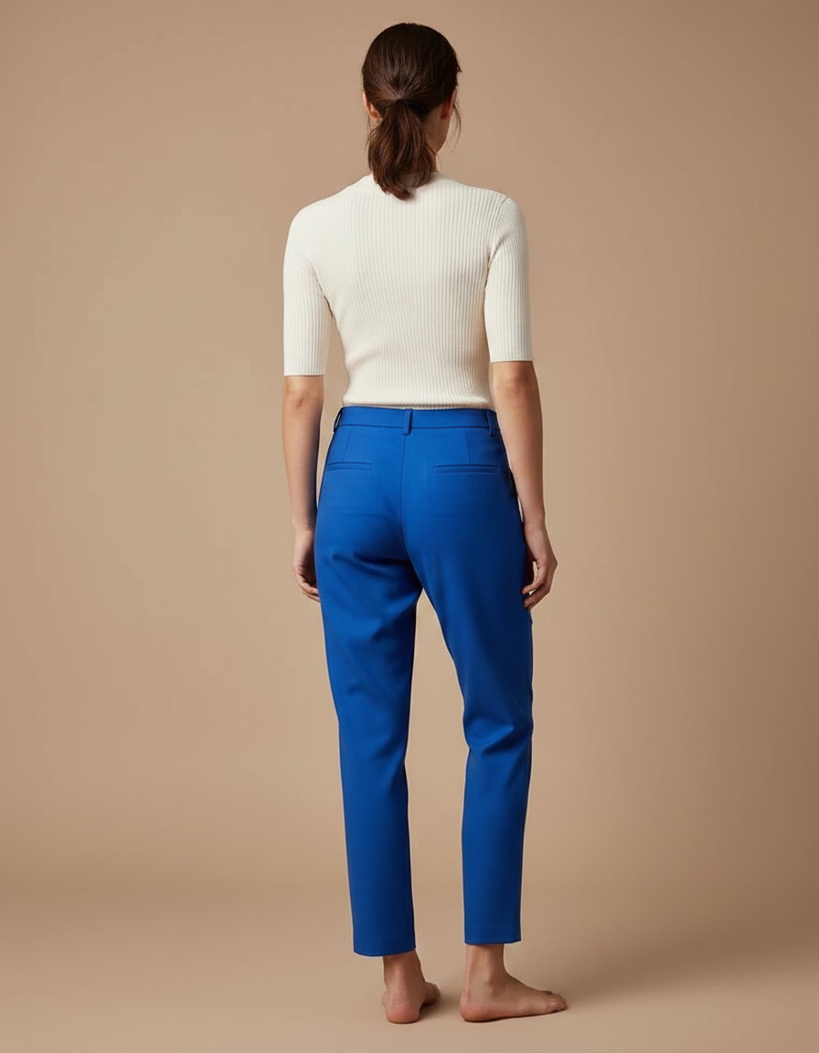Pantalon Chino Femme Bleu Electrique - Polyester - vue 2