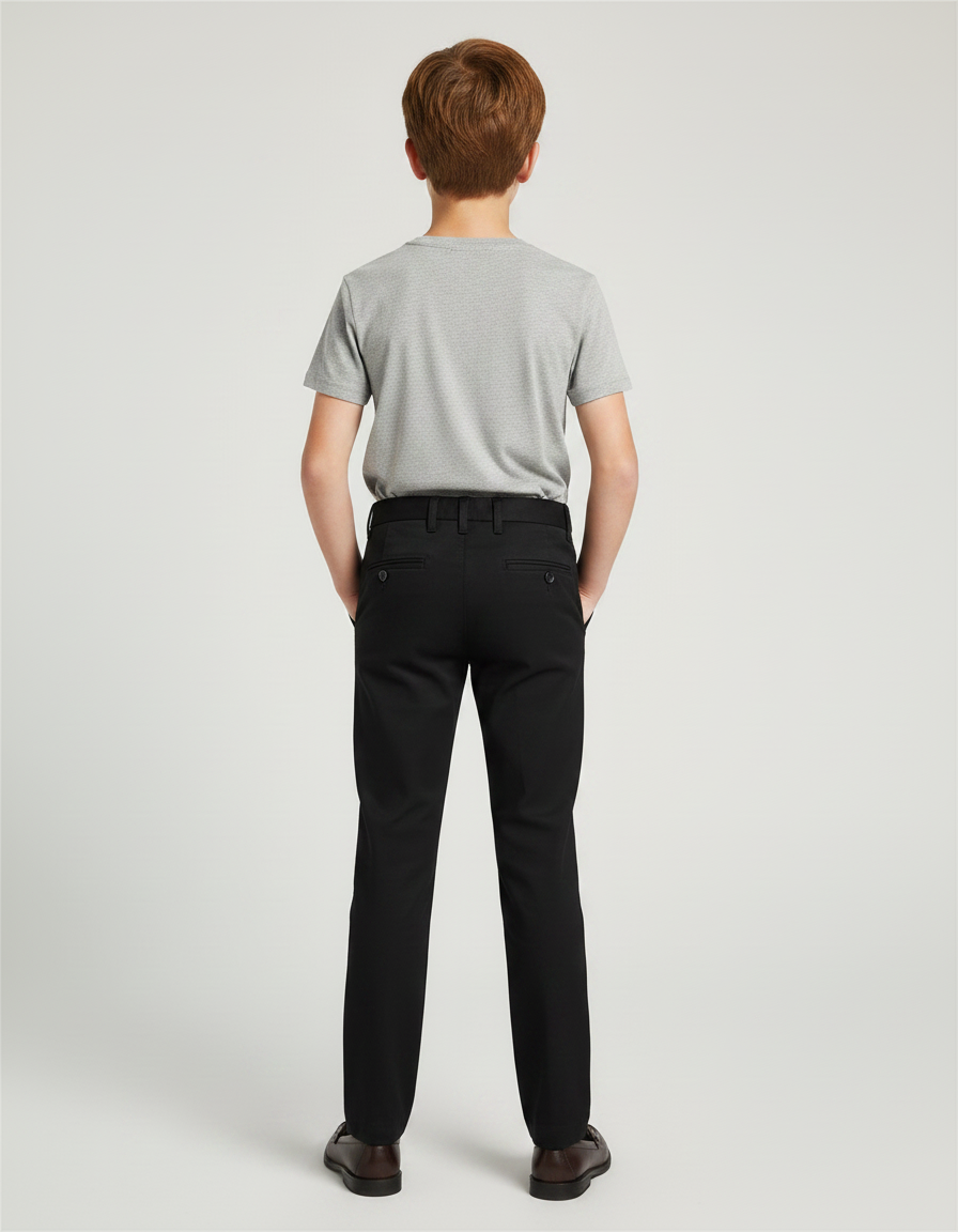 Pantalon Chino Noir Droit Coton Élégant Garçon - vue 2