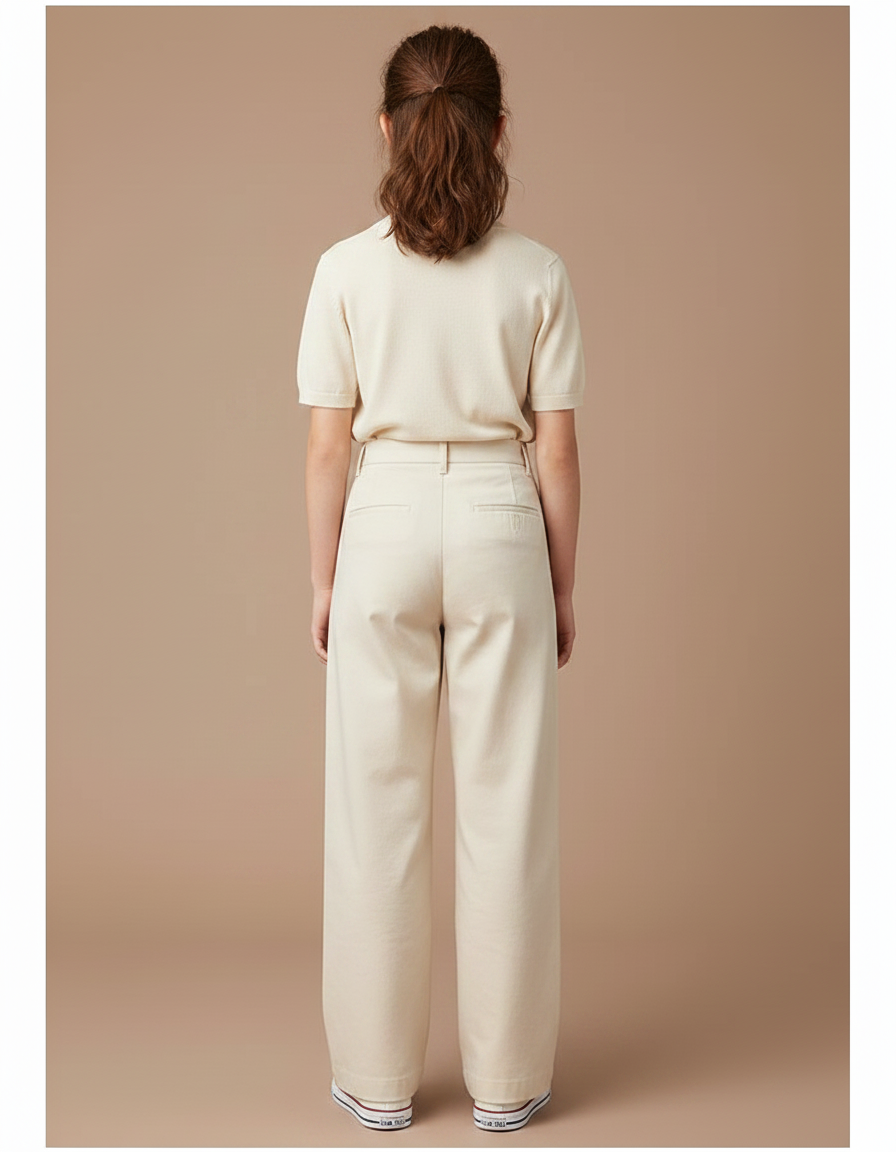 Pantalon Chino Beige Ample Droit Enfant Décontracté - Gabardine - vue 2
