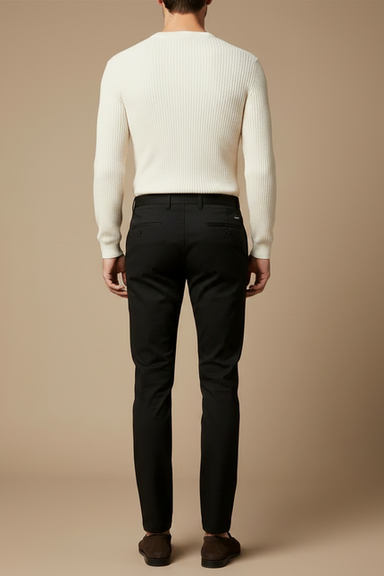 Pantalon Chino Noir Slim Homme Élégant Classique - Gabardine - vue 2