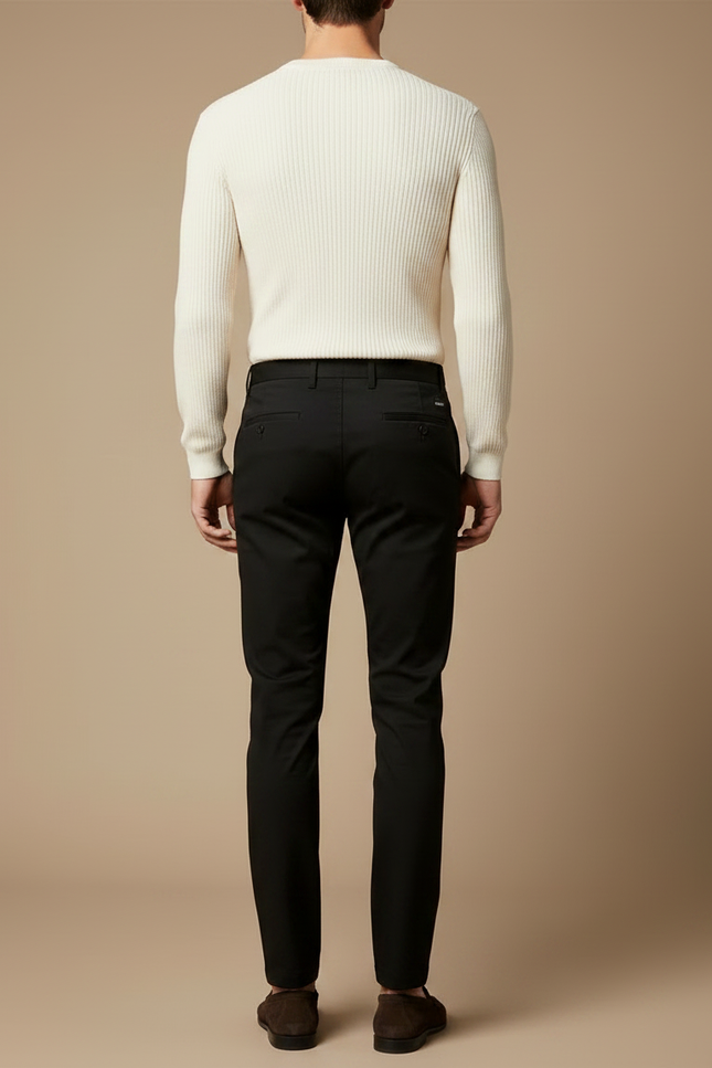 Pantalon Chino Noir Slim Homme Élégant Classique - Gabardine - vue 2