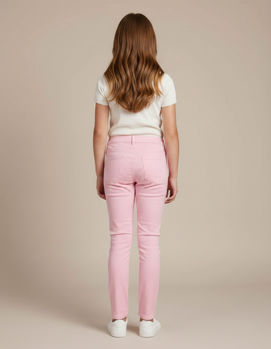 Pantalon Chino Rose Fille Slim Stretch Coton - vue 2