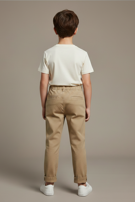 Pantalon Chino Beige Coton Décontracté Garçon - vue 2