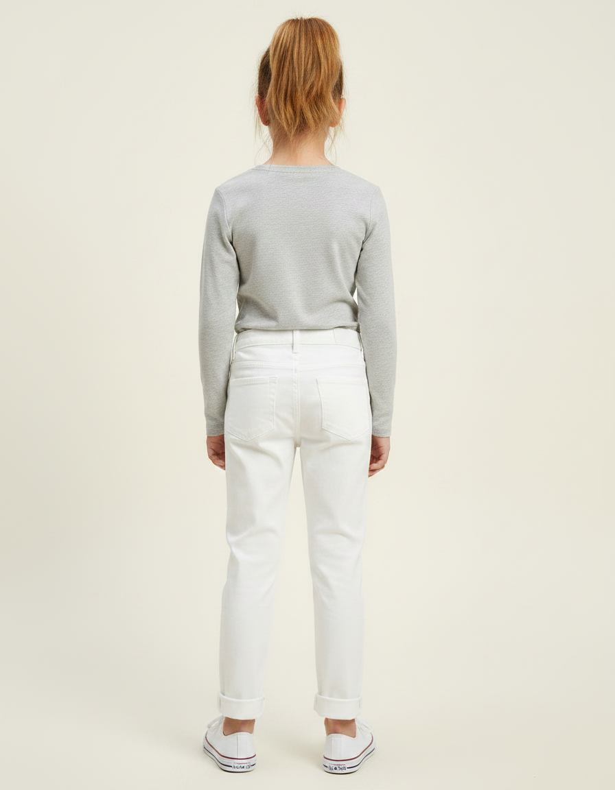 Pantalon Chino Blanc Déchiré Droit Coton Enfant - vue 2