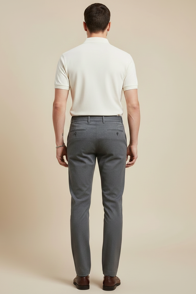 Pantalon Chino Gris Slim Extensible Homme Élégant - Gabardine - vue 2