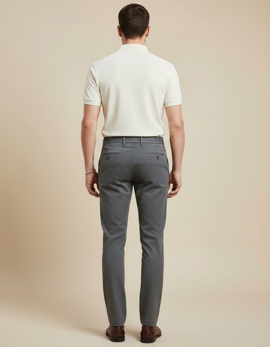 Pantalon Chino Gris Slim Extensible Homme Élégant - Gabardine - vue 2