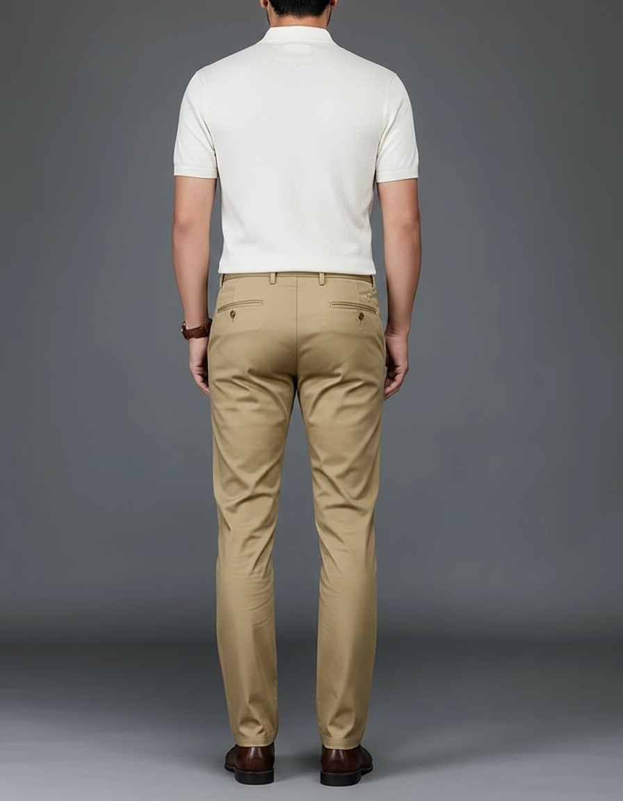 Pantalon Chino Kaki Droit Coton Homme Élégant - vue 2