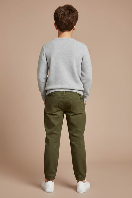 Pantalon Chino Bas Elastique - Kaki Coton - vue 2