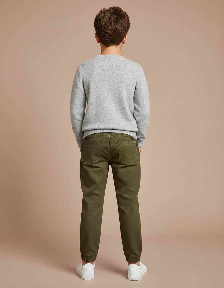 Pantalon Chino Bas Elastique - Kaki Coton - vue 2