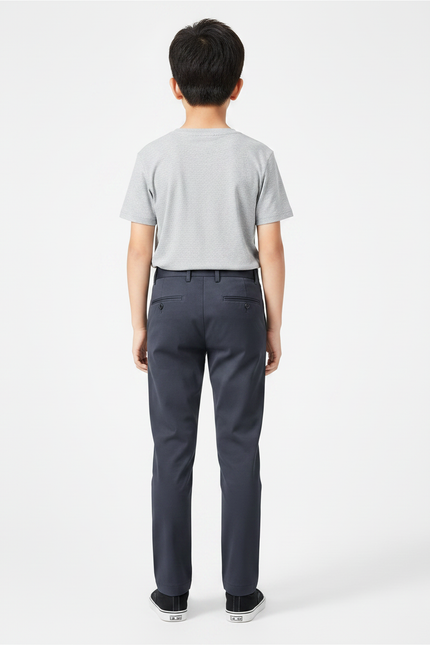 Pantalon Chino Bleu Marine Coton Slim Garçon - Polyester - vue 2