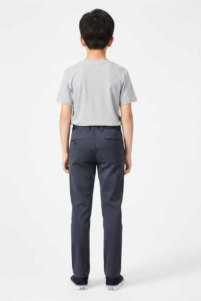 Pantalon Chino Bleu Marine Coton Slim Garçon - Polyester - vue 2