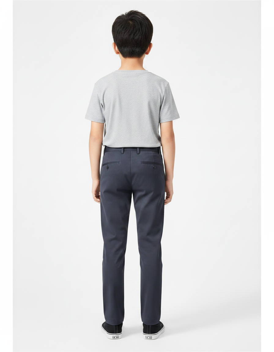 Pantalon Chino Bleu Marine Coton Slim Garçon - Polyester - vue 2