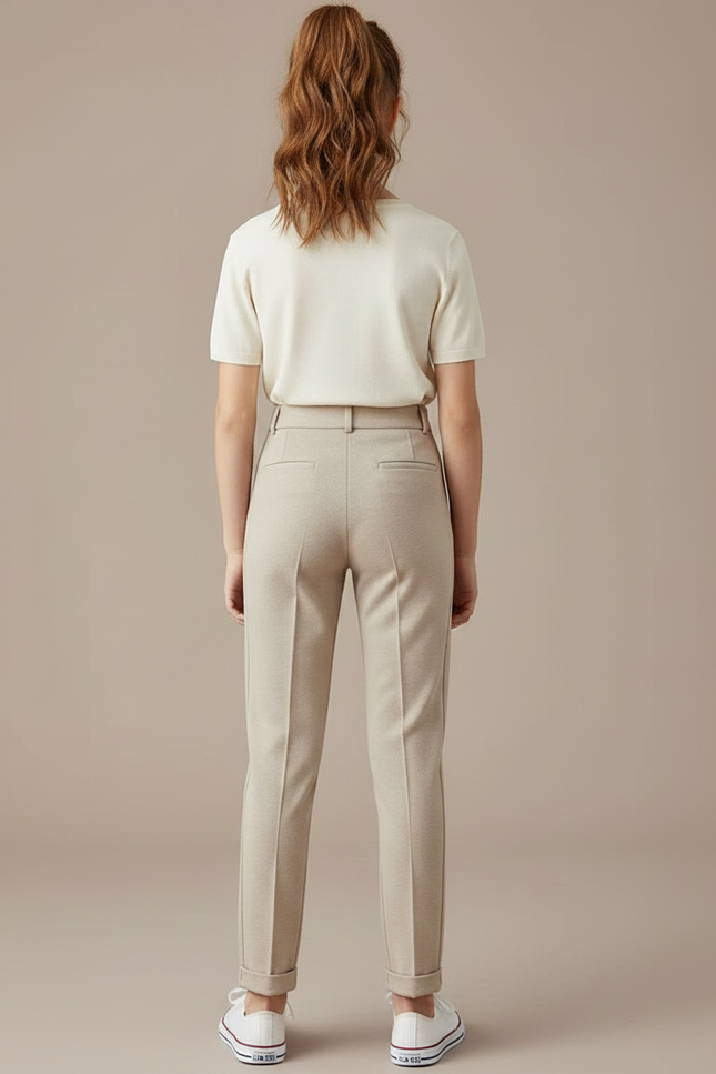 Pantalon Chino Beige Droit Laine Décontracté Enfant - vue 2