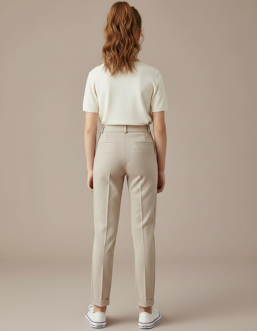 Pantalon Chino Beige Droit Laine Décontracté Enfant - vue 2