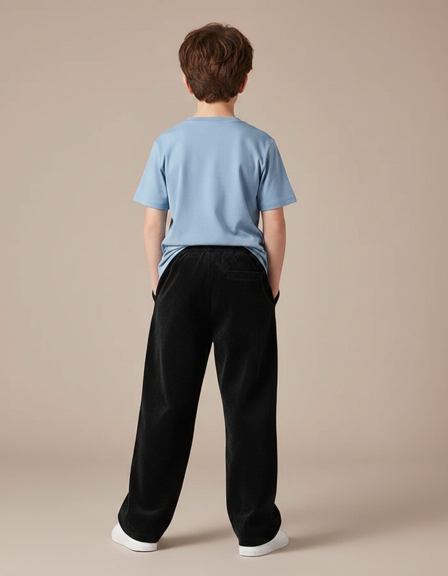 Pantalon Chino Garçon Noir Large - Cordé - vue 2