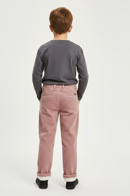 Pantalon Chino Rose Côtelé Doublé Chaud Enfant - Cordé - vue 2