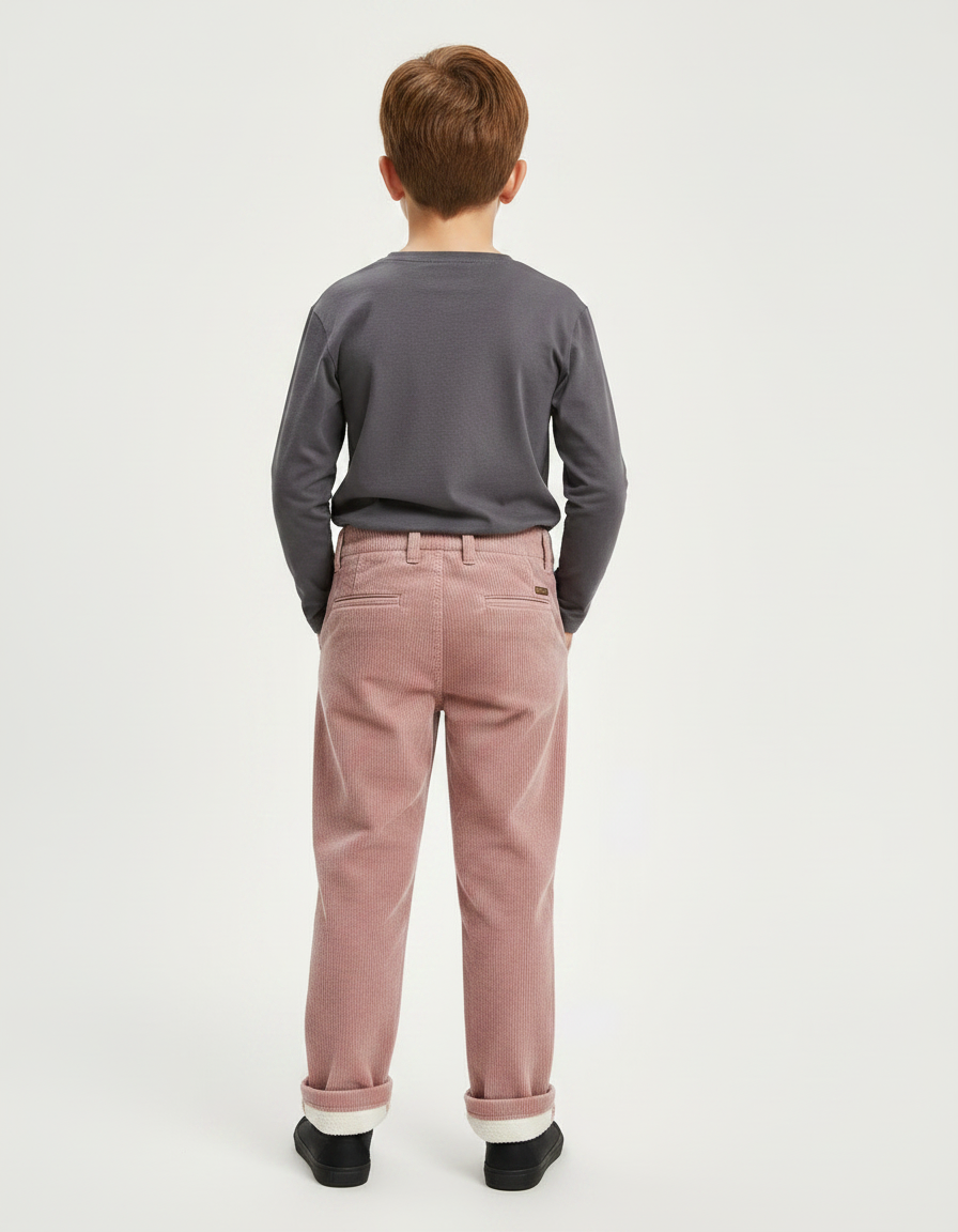 Pantalon Chino Rose Côtelé Doublé Chaud Enfant - Cordé - vue 2
