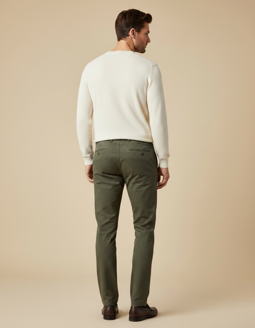 Pantalon Chino Homme Hiver - Kaki Gabardine - vue 2