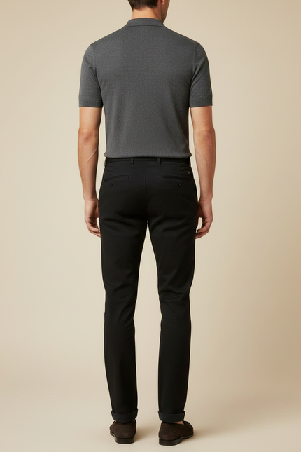 Pantalon Chino Noir Slim Coton Élégant Homme - vue 2